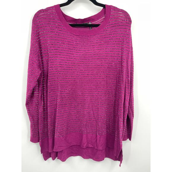 Daisy Fuentes Purple Knitted Long Sleeve Sweater Top Side Slit Womens Size XL - Picture 9 of 10